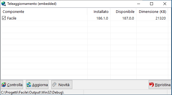 Schermata principale del programma di teleaggiornamento